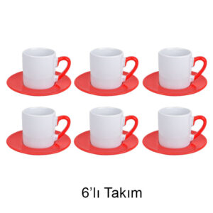 Türk Kahvesi Fincan Takımı 6'lı Kırmızı